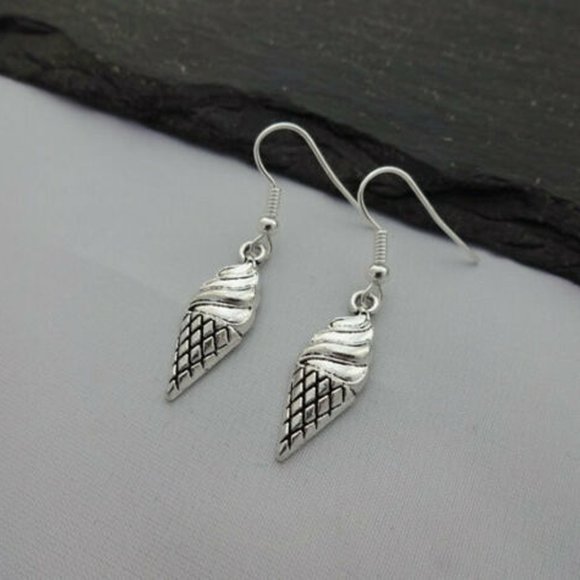 Ice Cream Cone Silver Earrings - Picture 4 of 5
